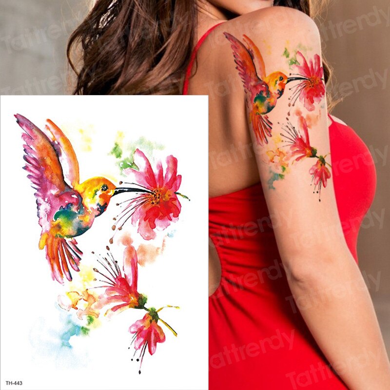 Captivating Watercolor Hummingbird Tattoo Design